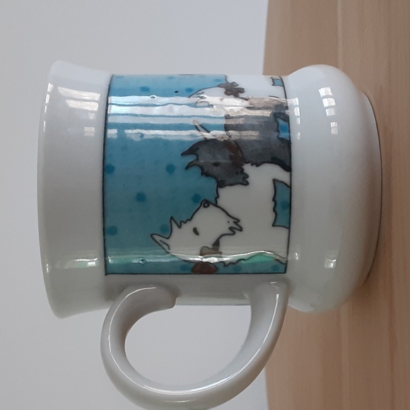 Scotty Dogs in Bows on Blue Polka Dot Background Mug 8 oz Scottish Terriers - Picture 3 of 8